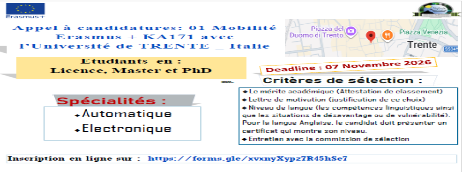 
														
												Appel à Candidatures TRENTE_Italie